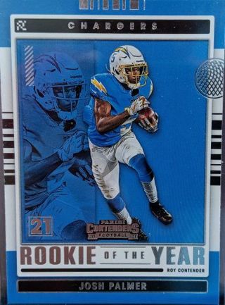 2021 PANINI CONTENDERS JOSH PALMER ROOKIE OF THE YEAR # ROY-JPA LOS ANGELES CHARGERS