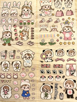 "•☆.•*´¨`*••4 SHEETS OF KAWAII LITTLE GIRL STICKERS!!!"•☆.•*´¨`*••