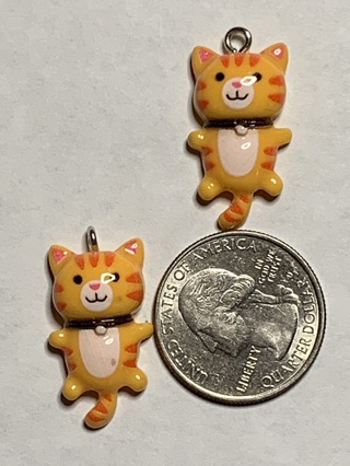 CAT CHARMS~#3~ORANGE~SET OF 2 CHARMS~FREE SHIPPING!