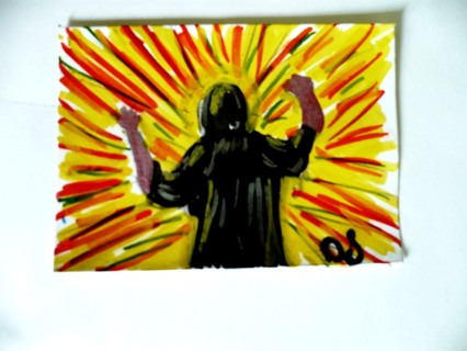 Miniature Original ACEO Art Artist DS “The Voice was Bright as the Sun”