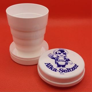 Vintage Alka Seltzer Speedy Plastic Collapsible Cup Advertising Made in the USA