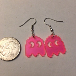 New PAC-Man -Pinky Earrings Read description before bidding 