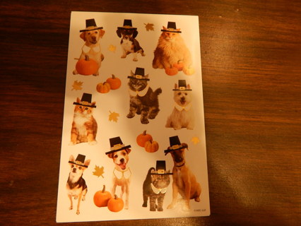 Darling sheet of THANKSGIVING DOGS  stickers--NEW