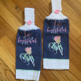 BN Pair of Hand Crochet Kitchen Towels.#T01