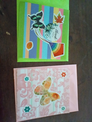 2 Handmade Thank You Cards w/ Envelopes