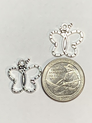 BUTTERFLY CHARMS~#3~SILVER~SET OF 2 CHARMS~SET 3~FREE SHIPPING!