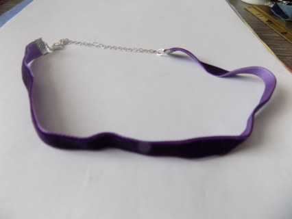 Purple velvet 1/4 inch wide choker necklace with extension chain