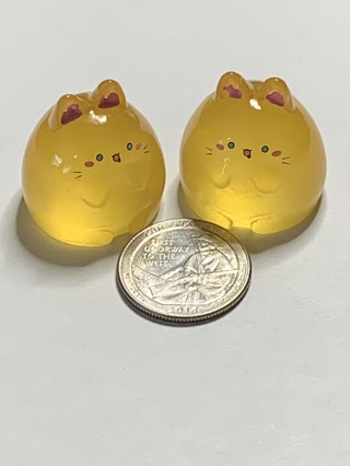 PUDDING CATS~#2~ORANGE~SET OF 2~GLOW IN THE DARK~FREE SHIPPING!