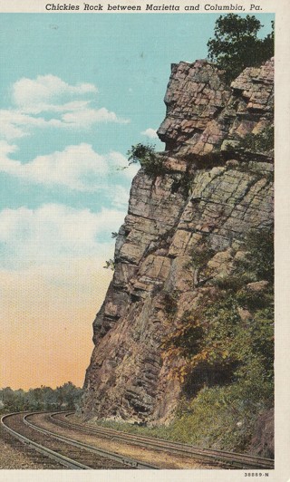 Vintage Used Postcard: k: 1941 Chickies Rock between Marietta & Columbia, PA