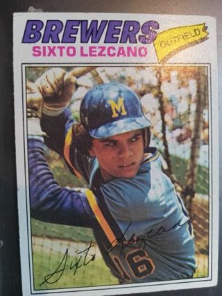 1977 TOPPS SIXTO LEZCANO MILWAUKEE BREWERS BASEBALL CARD# 185