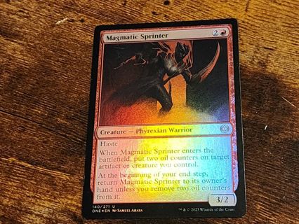 Magic the gathering mtg Magmatic Sprinter foil card Phyrexia All Will be one