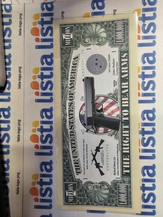 1 right to bear arms million dollar novelty note W/Sleeve