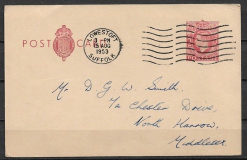 1953 postmarked King George PC used as a report card.