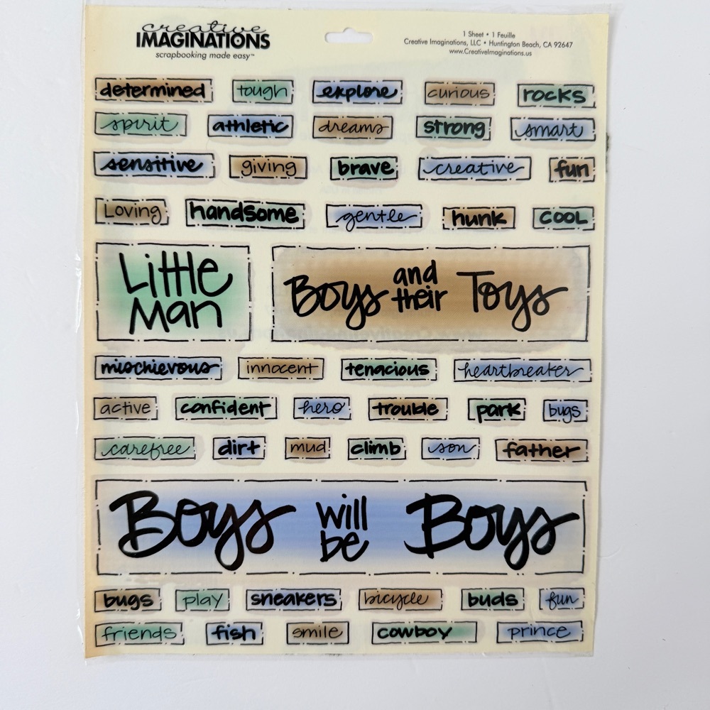 Free: Boys Words Stickers Sheet 