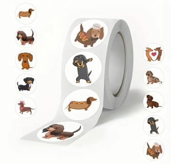 ↗️⭕(10) 1" DACHSHUND STICKERS!! (SET 3 of 4) WEINER DOG⭕