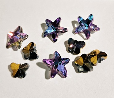 Crystal Stars & Butterflies Beads Charms