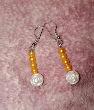 Rose Charm Beaded pearl hook Earrings