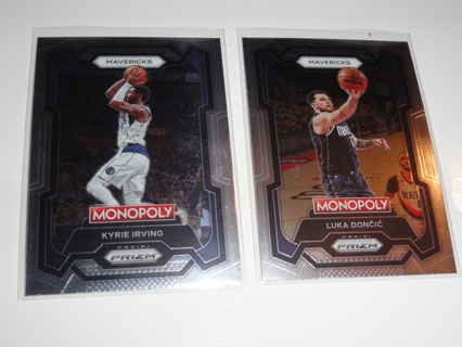 Luka Doncic Kyrie Irving Lot of 2 Dallas Mavericks Star Cards 2023-24 Prizm Monopoly