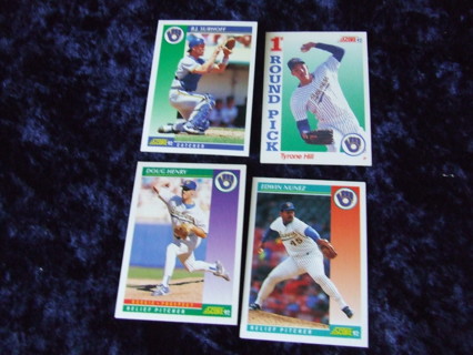 1992 Milwaukee Brewers Team Score Card Lot Of 4