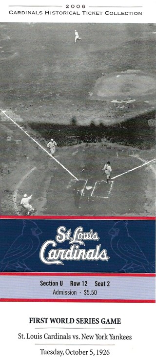 2006 St. Louis Cardinals Historical Ticket Collection First World Series Game Issued 6/5/06