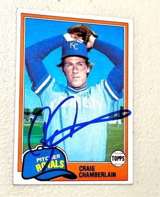 Autographed Craig Chamberlain 1981 Topps Baseball 274  Kansas City Royals