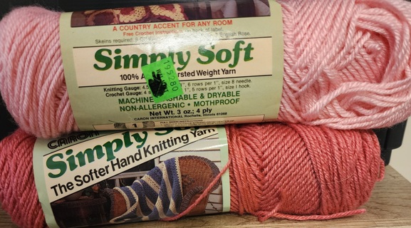 NEW - CARON Simply Soft Yarn - "Light & Dark English Rose" - 2 skeins 