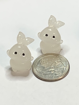 BUNNIES~#11~WHITE~SET OF 2 BUNNIES~GLOW IN THE DARK~FREE SHIPPING!