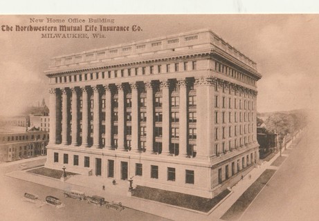 Vintage Unused Postcard: b&w: Northwestern Mutual Life Insurance, CO, Milwaukee, WI