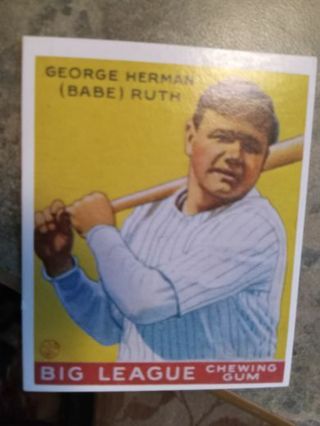 BIG LEAGUE CHEW BABE RUTH NEW YORK YANKEES MINI BASEBALL CARD# 53