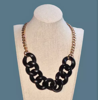 Black Gold Tone Chunky Oversized Large Big Chain Link Statement Necklace Jewelry