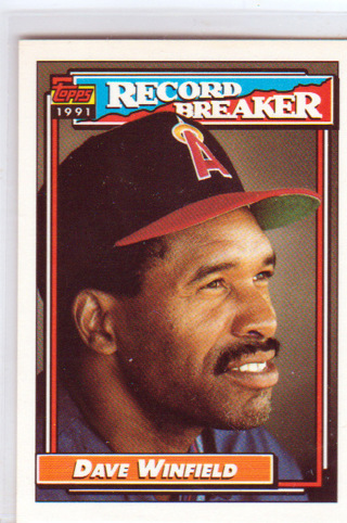 Dave Winield, 1992 Topps Record Breaker Card #5, California Angels, Hall of Famer, (L3