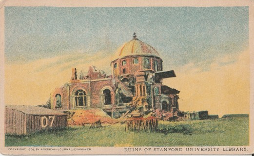 Vintage Unused Postcard: a: 1905 Ruins of Stanford University Library