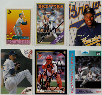 2 Milwaukee Brewers autographs + 4 bonus cards