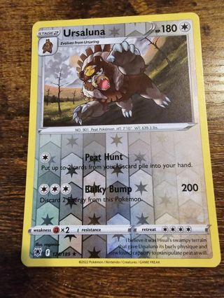 Pokemon Ursaluna reverse holo rare card 124/189