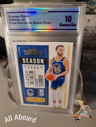 2020 Stephen Curry #20 CC&G Grade 10 Warriors Season Ticket