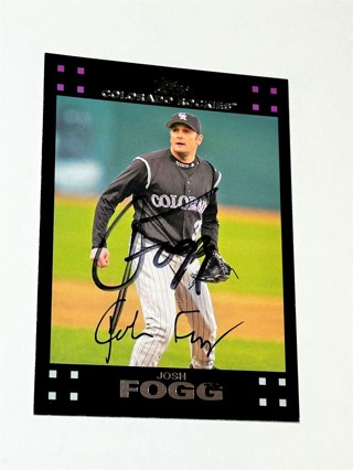 Autographed 2007 Topps Josh Fogg #509 Colorado Rockies Baseball