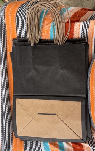 10 Black Kraft Paper Gift Bags with Handles 