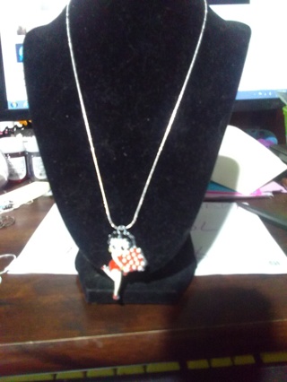 Betty Boop Necklace With Stamped 9.25 SS Chain