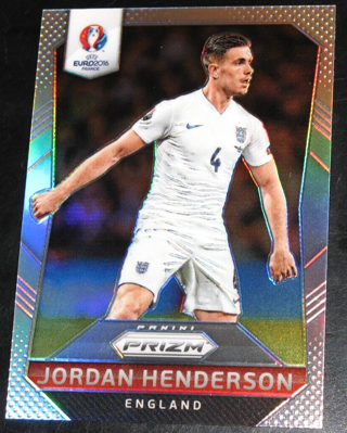 2016 Panini Prizm UEFA Euro #58 Jordan Henderson Silver Prizm England Liverpool Football Card