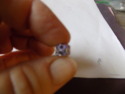 Pale purple crystal rhinestone pave Euro Bead
