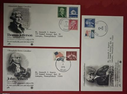 Three Signers of the Declaration of Independence First Day Covers