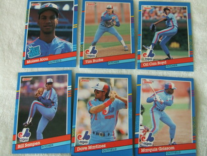 1991 Montreal Expos Donruss Card Lot of 6