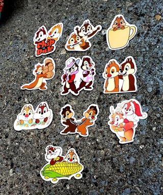 CHIP AND DALE LARGE WATERPROOF GLOSSY STICKERS STYLE 1 FOR LAPTOP SCRAPBOOK WATER BOTTLE SKATEBOARD 