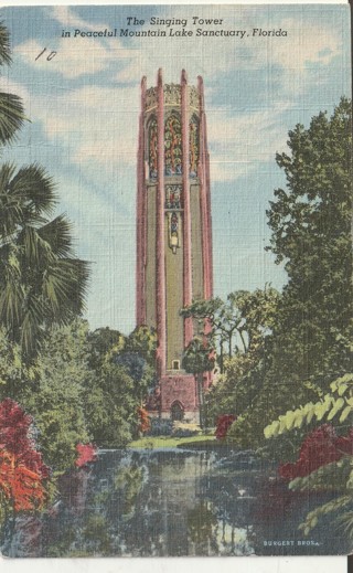 Vintage Used Postcard: 1950 Singing Tower, Lake Wales, FL