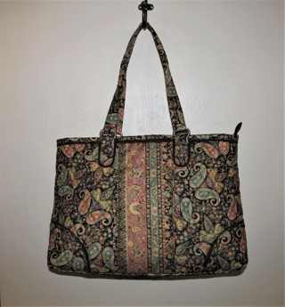 Quilted Cotton Shoulder Bag Handcrafted Zippered Tote Purse Similar to Vera Bradley