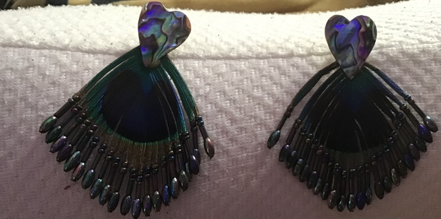 Peacock feather earrings 