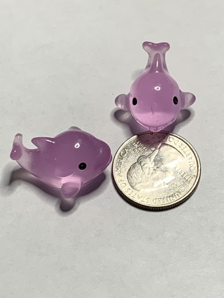 DOLPHINS~#4~PURPLE~SET OF 2~GLOW IN THE DARK~FREE SHIPPING!