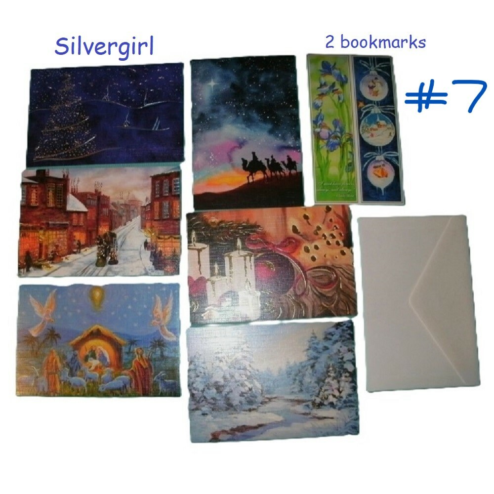 Free:  Set 6 Mouth and Foot Christmas Cards Vintage Street Shops White Envelopes #7