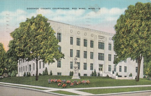 Vintage Used Postcard: 1948 Goodhue County Courthouse, Red Wing, MN