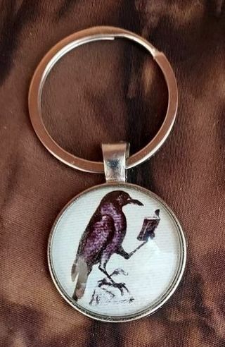 NEW Key Fob / Ring RAVEN Reading a Book